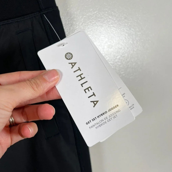 Athleta Get Set Hybrid Jogger Pants Size Small Black Athletic Travel Athleisure - Picture 4 of 15